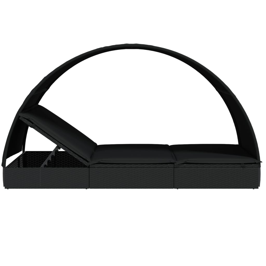 Solsäng med runt tak svart 211x112x140 cm konstrotting