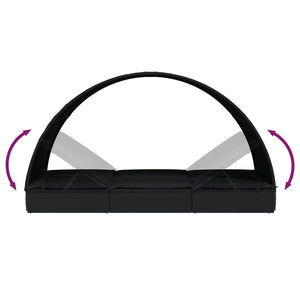 Solsäng med runt tak svart 211x112x140 cm konstrotting