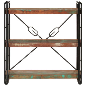 Bokhylla 3 hyllplan 77x30x80 cm massivt återvunnet trä och järn