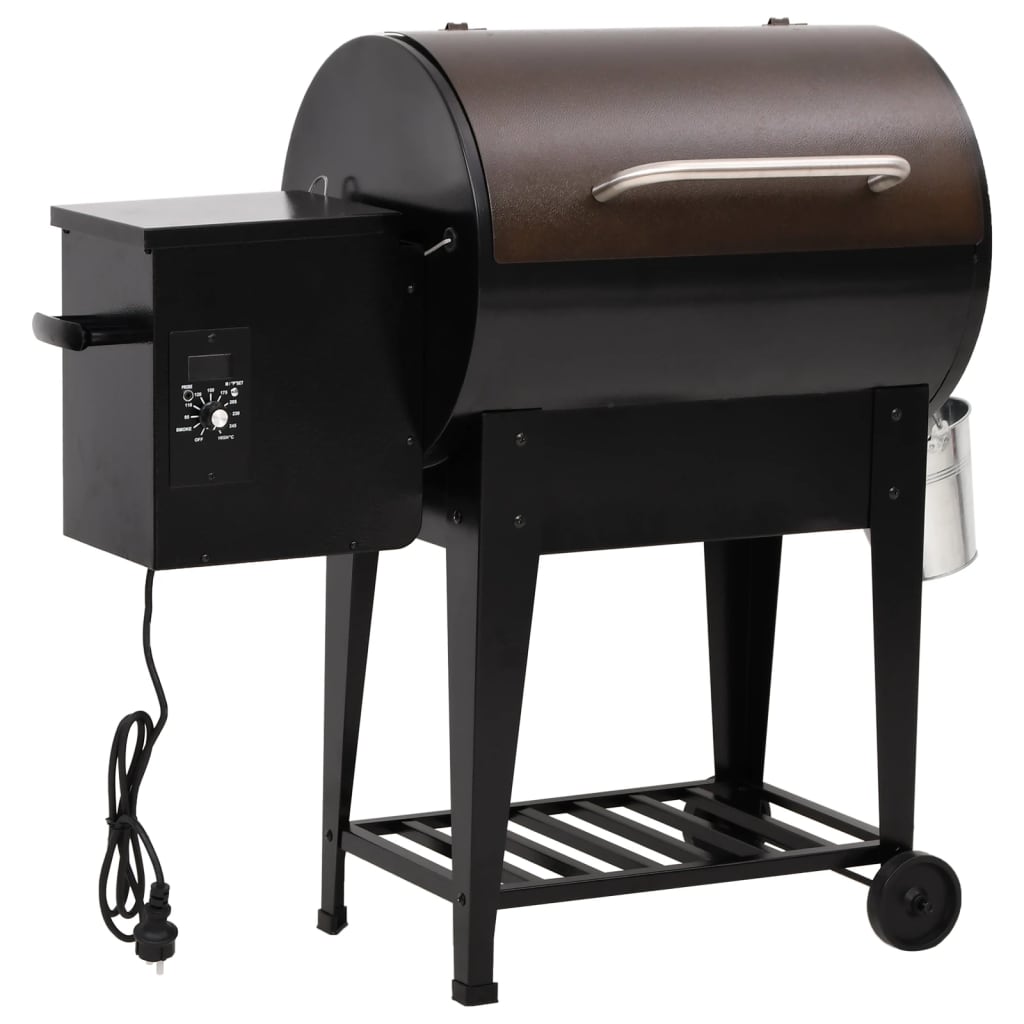 Pelletsgrill med hylla svart 94 cm järn