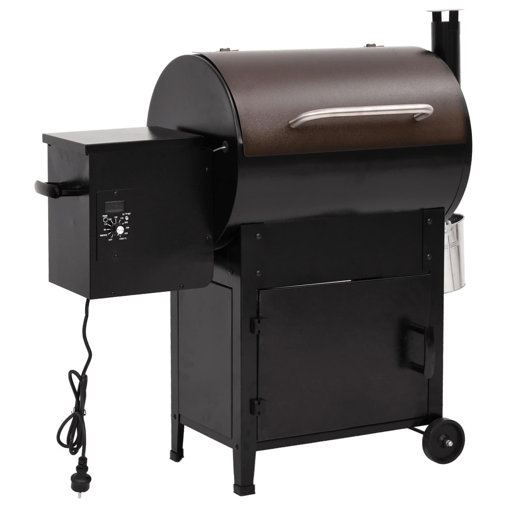 Pelletsgrill med skorsten svart 104 cm järn