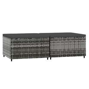 Fotpallar med dynor för trädgården 2 st grå konstrotting