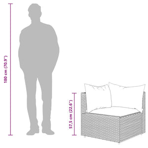 Loungegrupp för trädgården med dynor 3 delar svart konstrotting