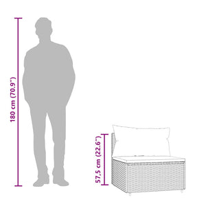 Loungegrupp för trädgården med dynor 3 delar svart konstrotting