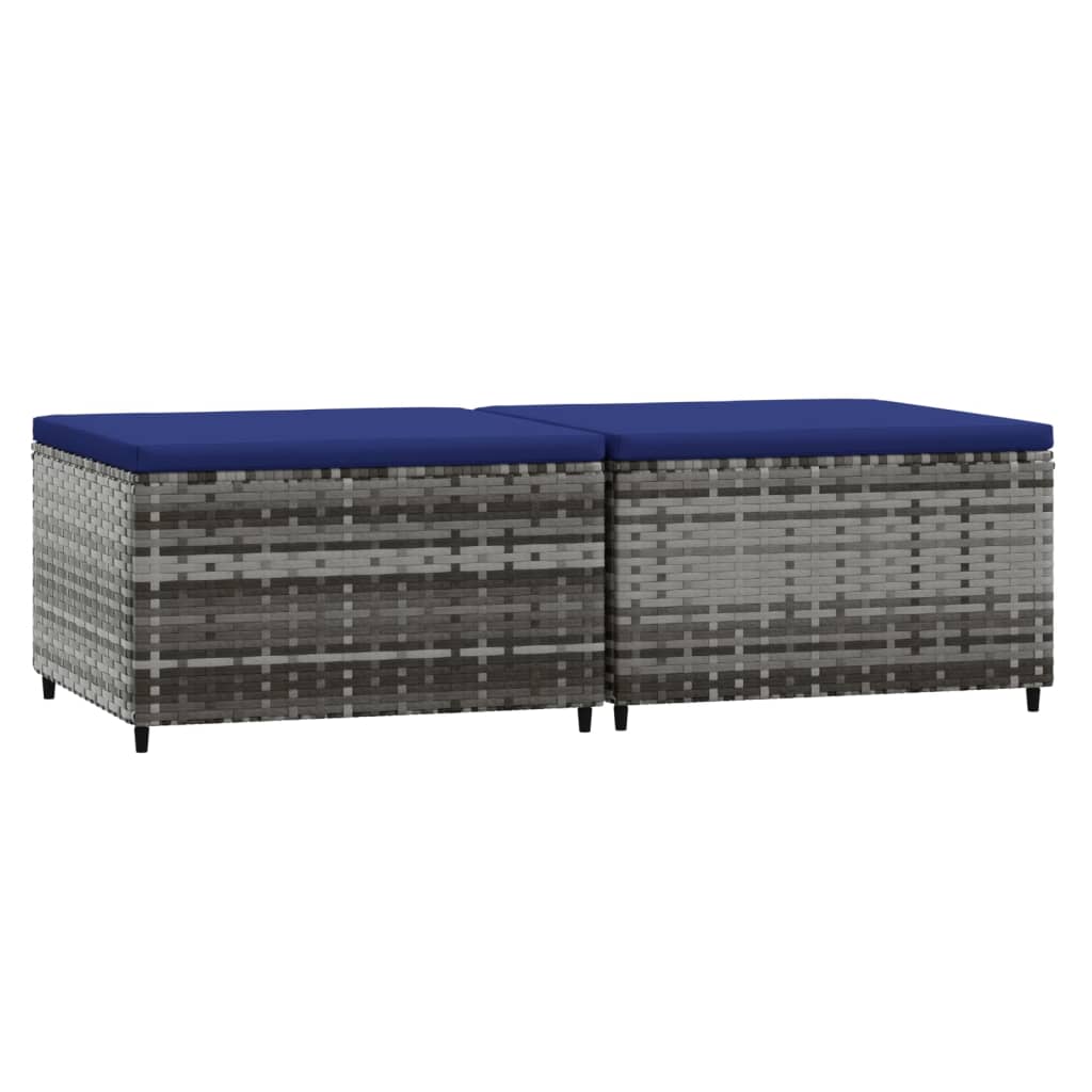 Fotpallar med dynor för trädgården 2 st grå konstrotting