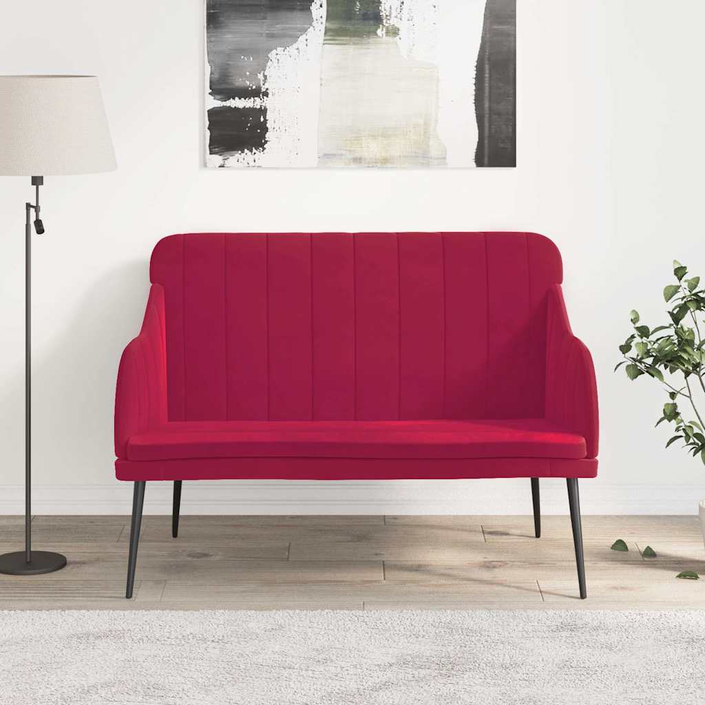Bänk vinröd 110x76x80 cm sammet