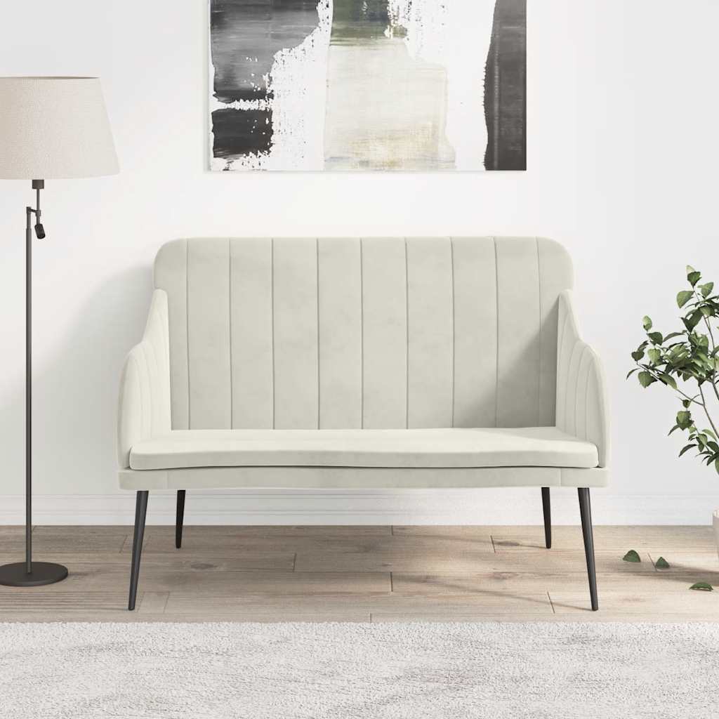 Bänk gräddvit 110x76x80 cm sammet