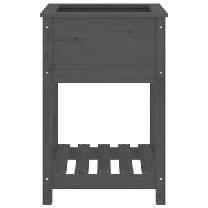 Odlingslåda med hylla grå 54x54x81 cm massiv furu