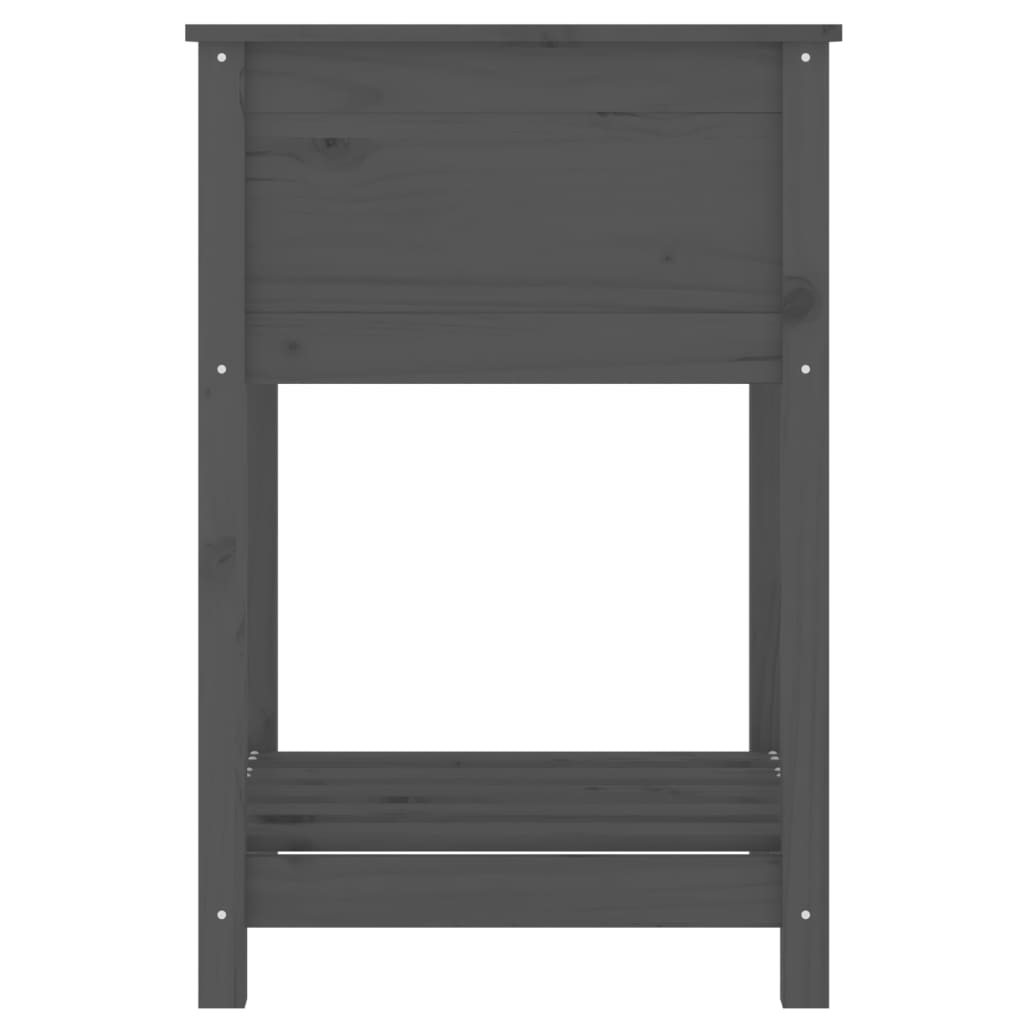 Odlingslåda med hylla grå 54x54x81 cm massiv furu