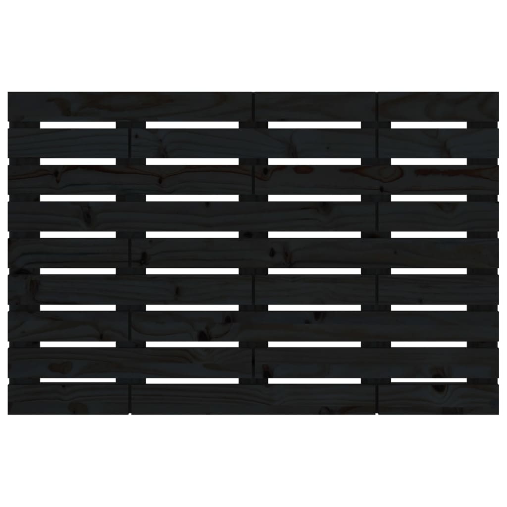 Väggmonterad huvudgavel svart 106x3x63 cm massiv furu