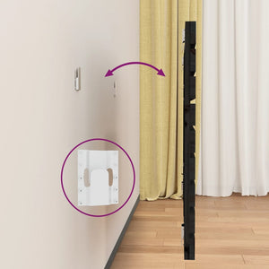 Väggmonterad huvudgavel svart 106x3x63 cm massiv furu