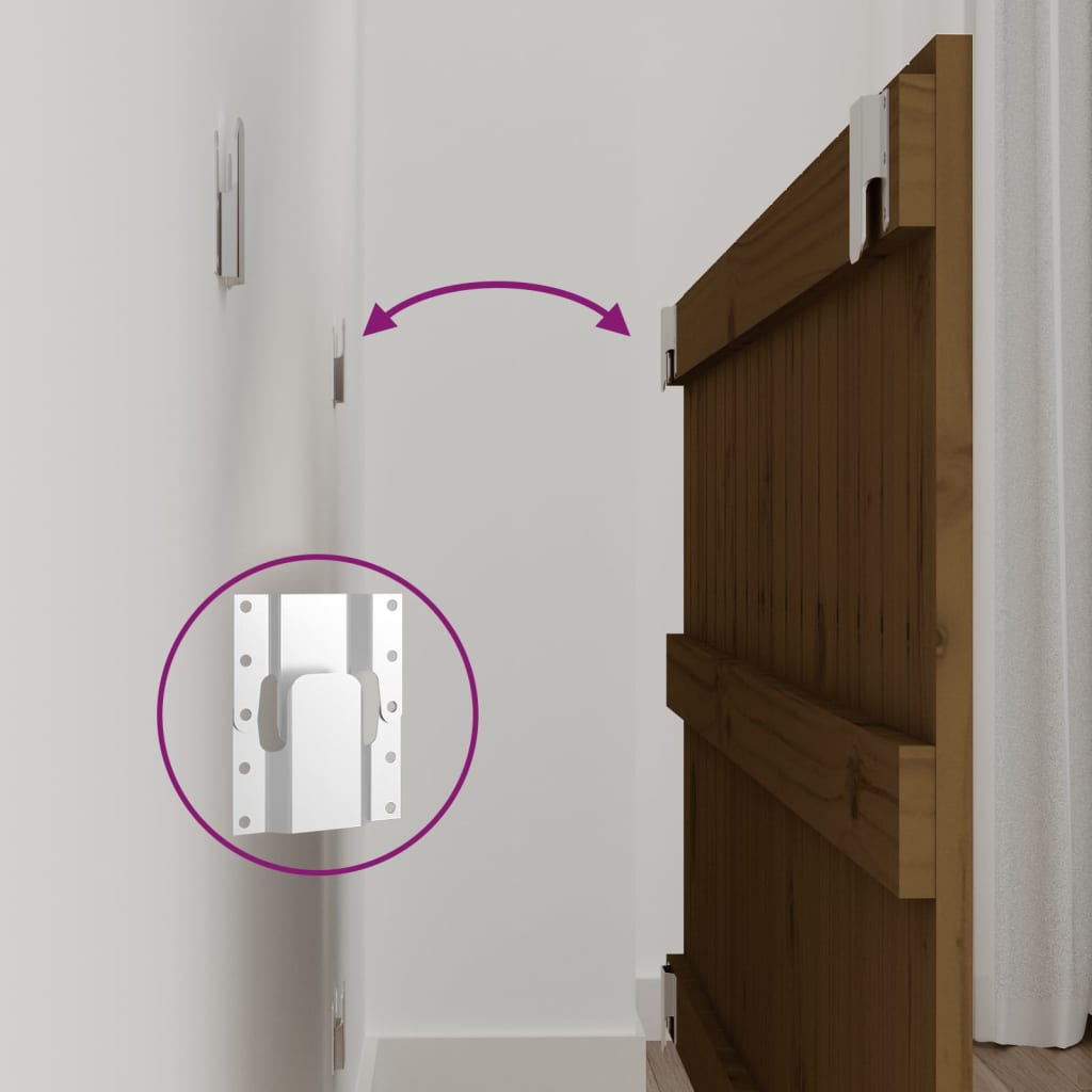 Väggmonterad huvudgavel honungsbrun 108x3x60 cm massiv furu