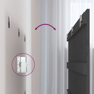 Väggmonterad huvudgavel grå 185x3x60 cm massiv furu