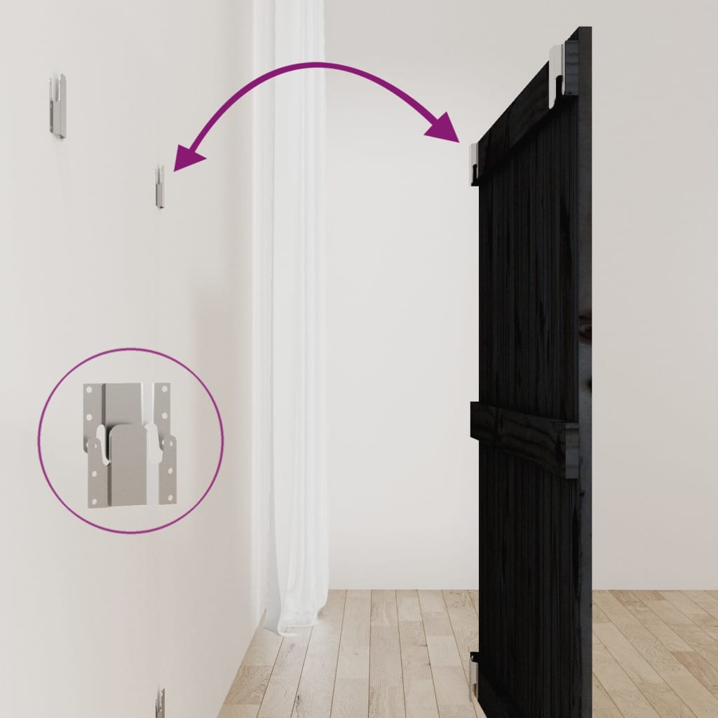 Väggmonterad huvudgavel svart 95,5x3x90 cm massiv furu