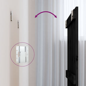 Väggmonterad huvudgavel svart 82,5x3x90 cm massiv furu