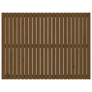 Väggmonterad huvudgavel honungsbrun 146,5x3x110 cm massiv furu