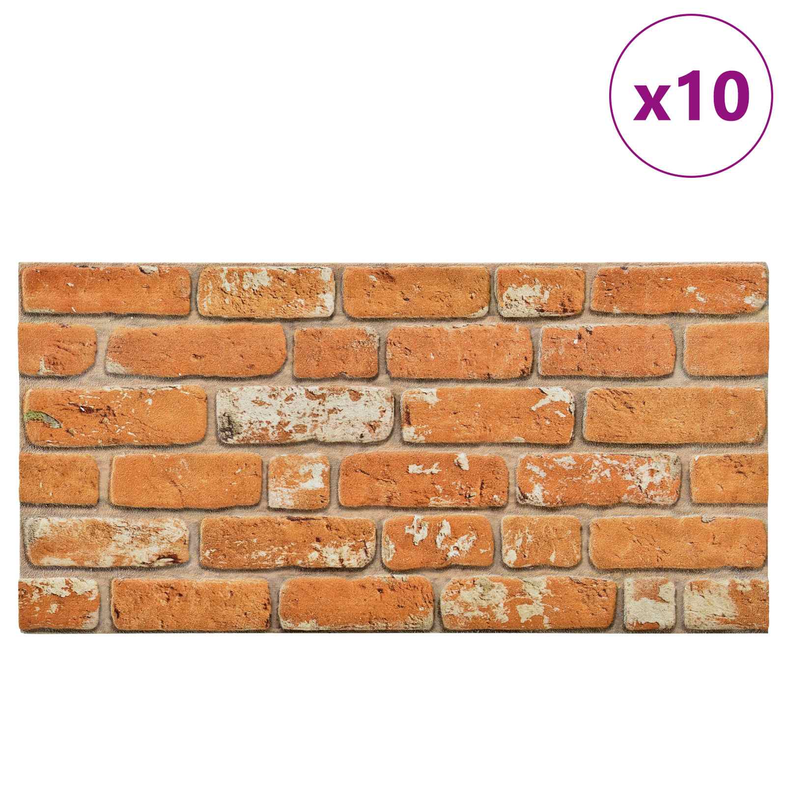 Väggpaneler 10 st 100 x 50 cm Tegel EPS Skum