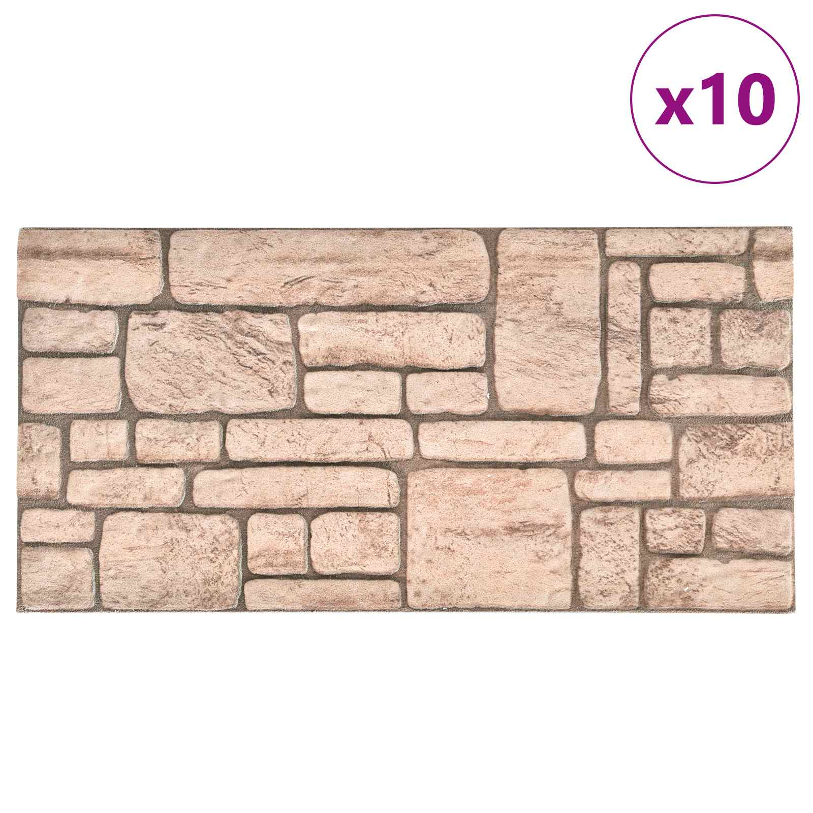 Väggpaneler 10 st 100 x 50 cm Beige EPS Skum
