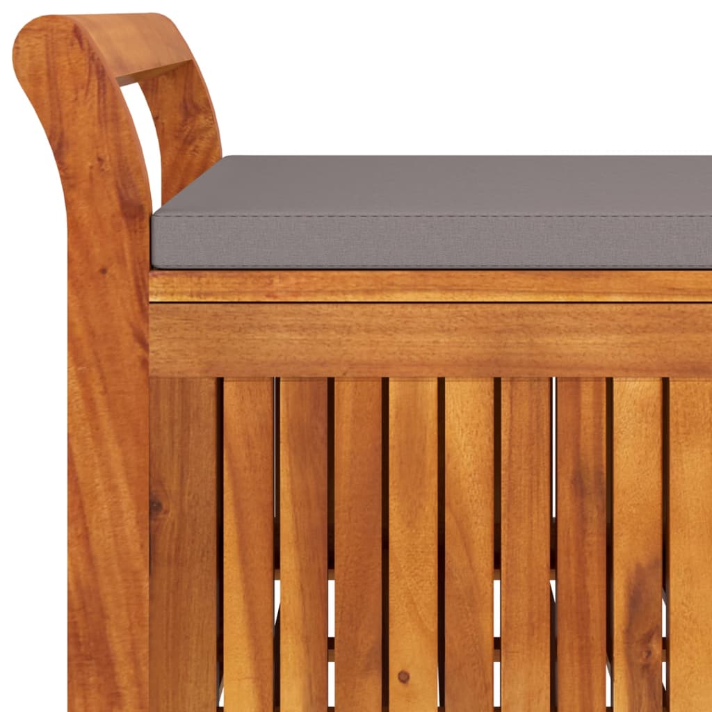 Förvaringsbänk med dyna för trädgård 126 cm massiv akacia