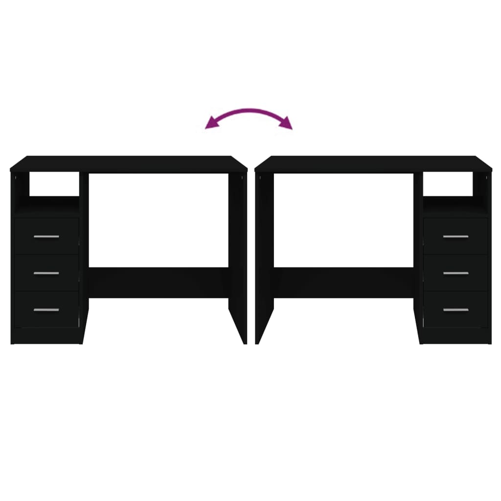 Skrivbord med lådor svart 102x50x76 cm konstruerat trä