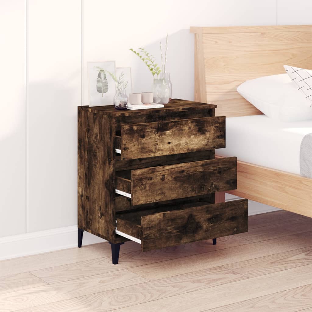 Byrå rökfärgad ek 60x35x70 cm konstruerat trä