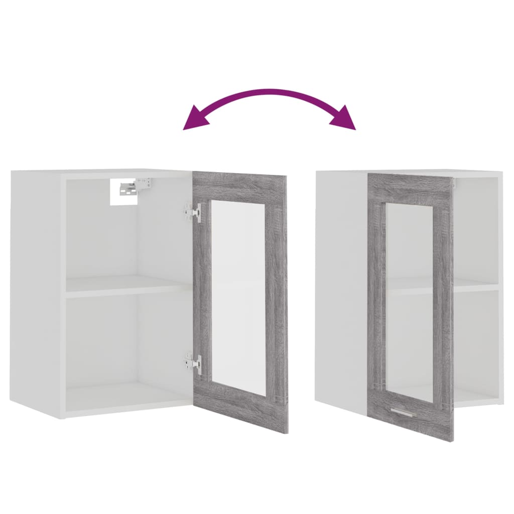 Väggskåp glas “Lyon” grå sonoma 40x31x60 cm konstruerat trä