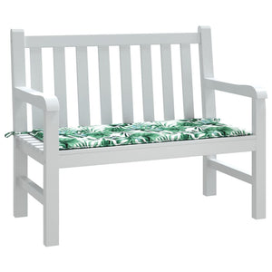 Bänkdyna för trädgården bladmönster 120x50x4 cm oxfordtyg