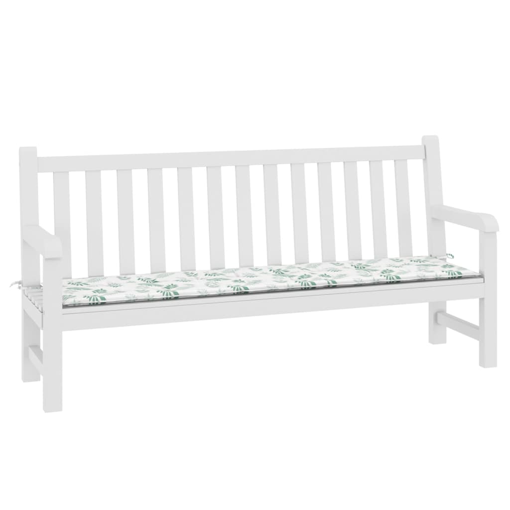 Bänkdyna för trädgården bladmönster 200x50x4 cm tyg