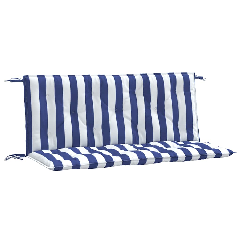 Bänkdynor 2 st blå&vit randig 120x50x7 cm tyg