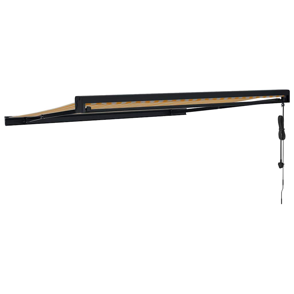 Markis infällbar gul och vit 3,5x2,5 m tyg&aluminium