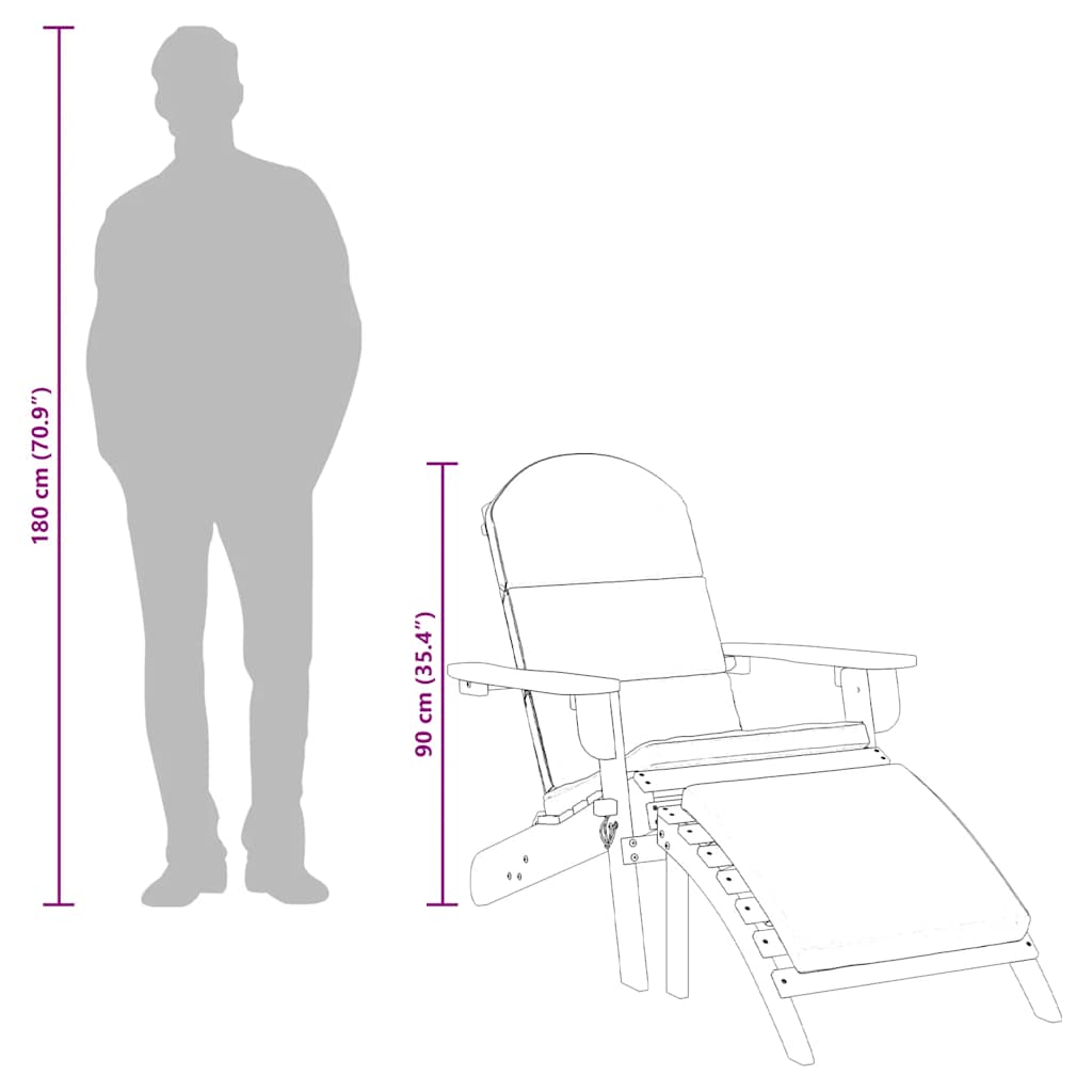 Däckstol med fotpall massivt akaciaträ