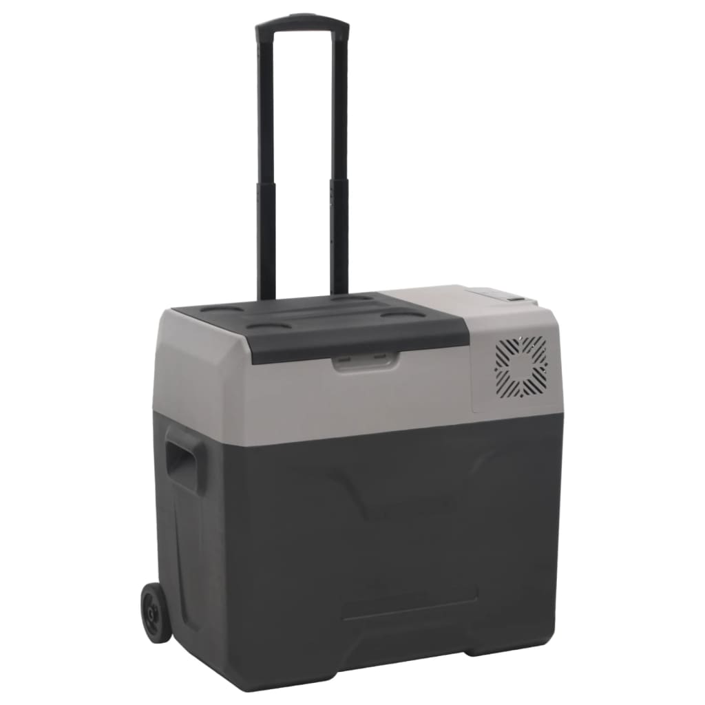 Kylbox med hjul & handtag 50 L svart & grå polypropylen
