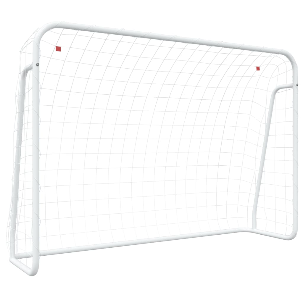 Fotbollsmål med nät vit 214x75x152 cm stål & polyester