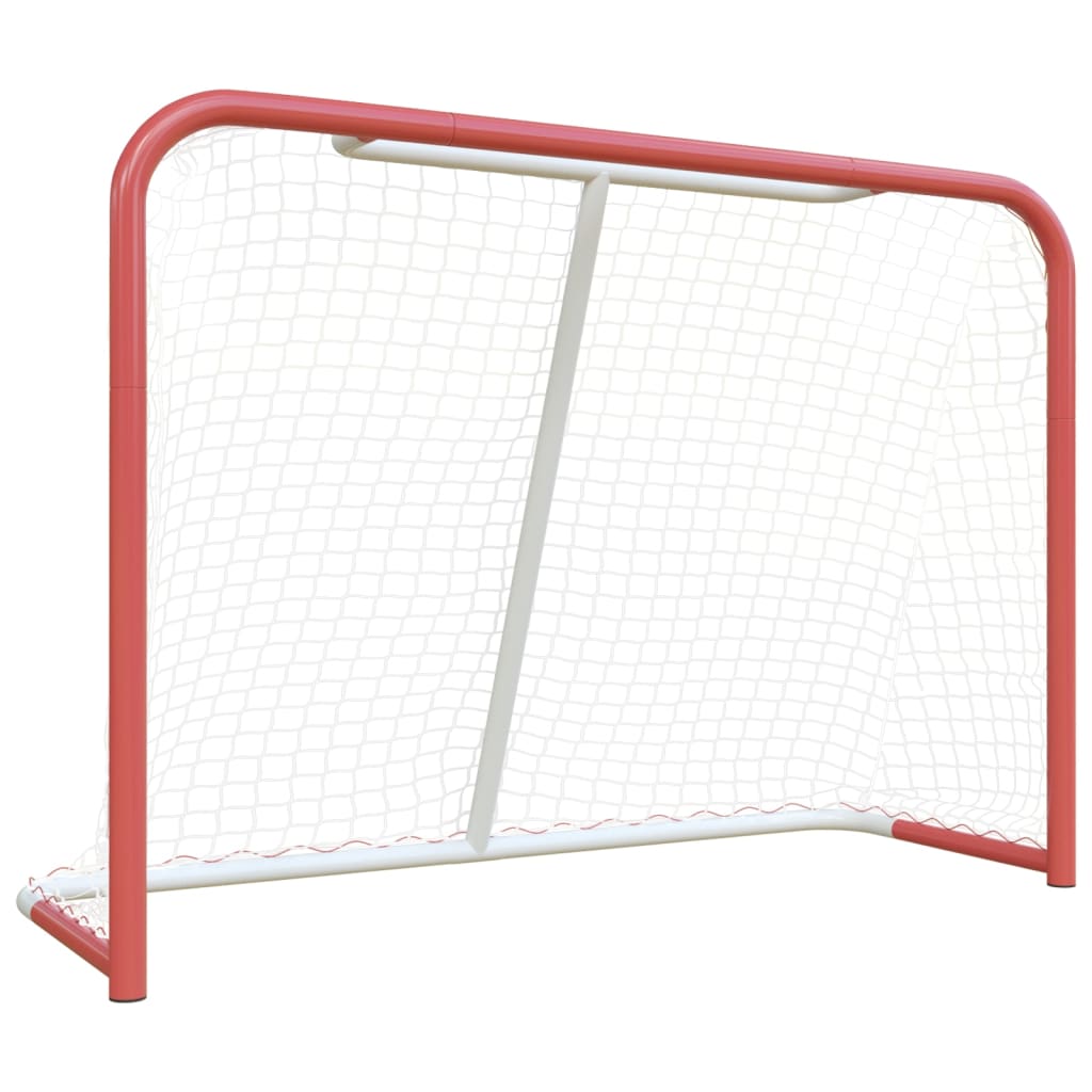 Hockeymål med nät röd & vit 153x60x118 cm stål & polyester