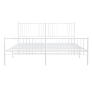 Sängram med huvudgavel och fotgavel vit metall 193x203 cm