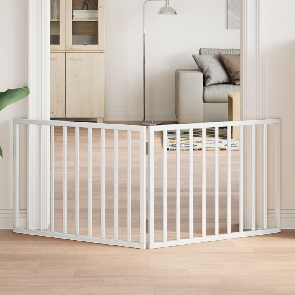 Hundgrind hopfällbar 2 paneler vit 160 cm poppelträ