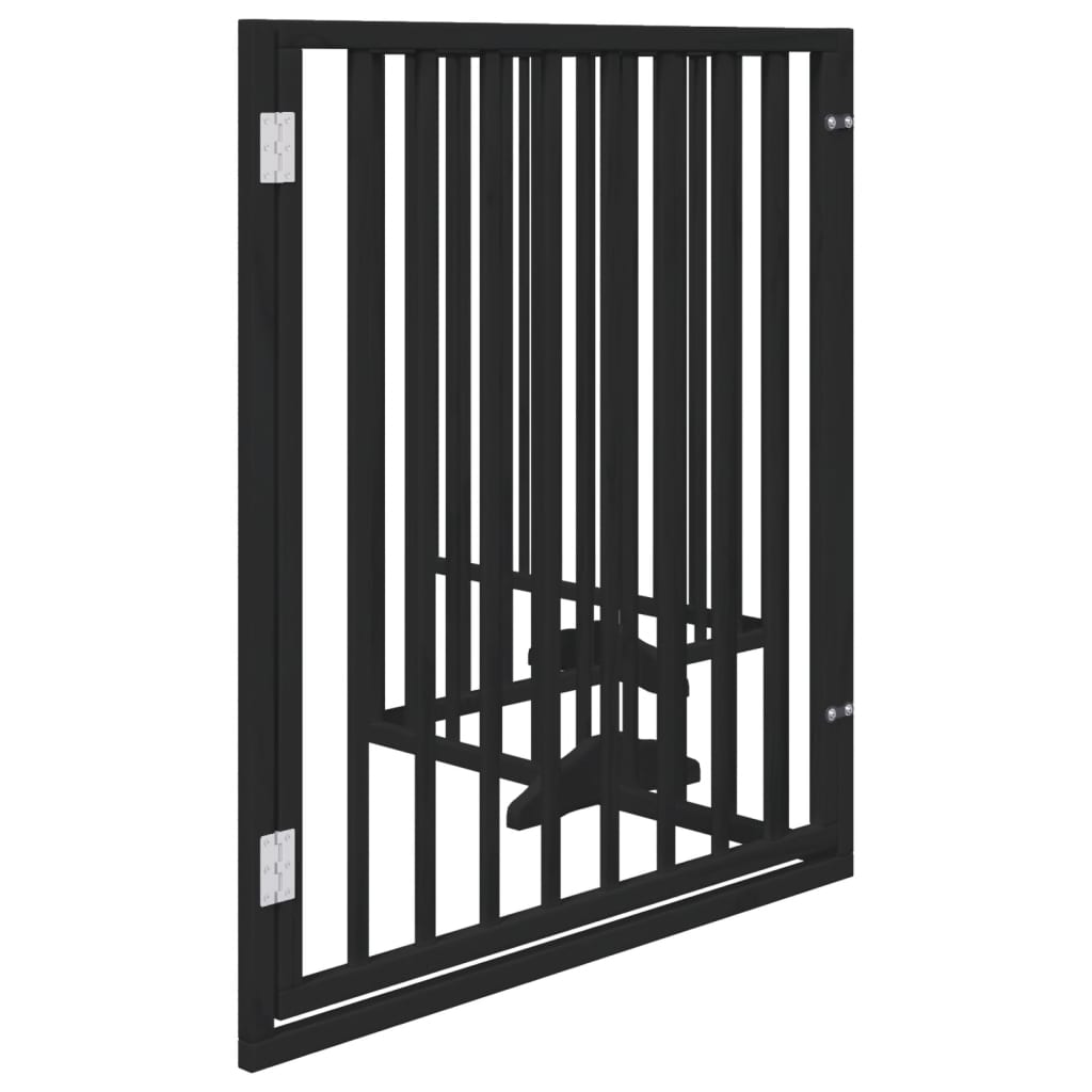 Hundgrind med dörr vikbar 4 paneler svart 320 cm poppel