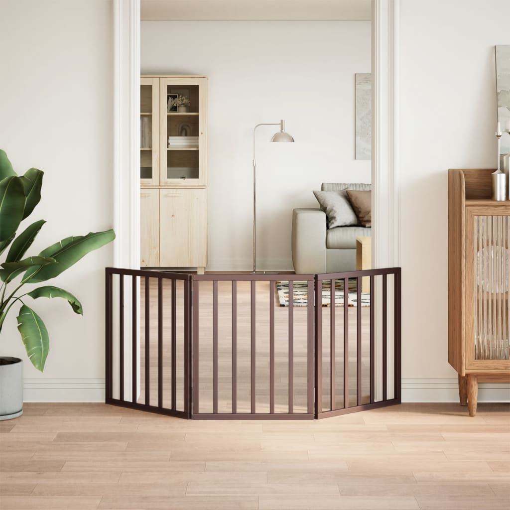 Hundgrind hopfällbar 3 paneler brun 150 cm poppel