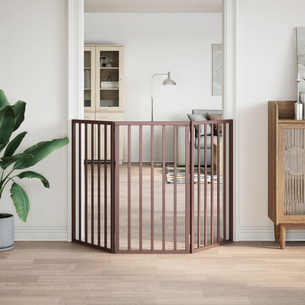 Hundgrind hopfällbar 3 paneler brun 150 cm poppel