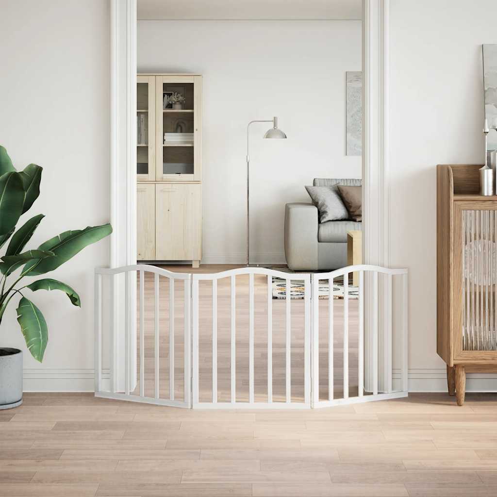 Hundgrind hopfällbar 3 paneler vit 150 cm poppel