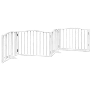 Hundgrind med dörr vikbar 4 paneler vit 320 cm poppel