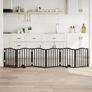 Hundgrind med dörr vikbar 6 paneler svart 300 cm poppel