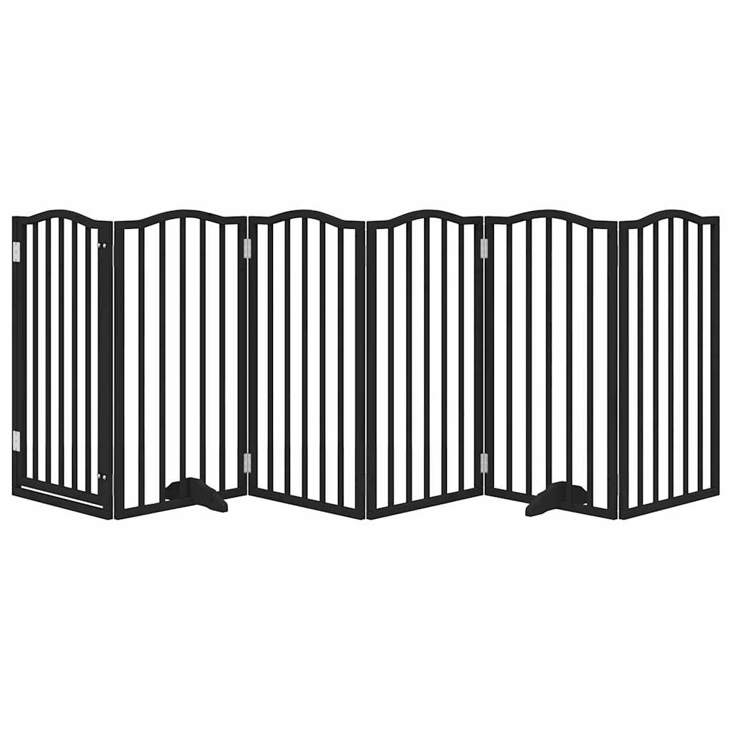 Hundgrind med dörr vikbar 6 paneler svart 300 cm poppel