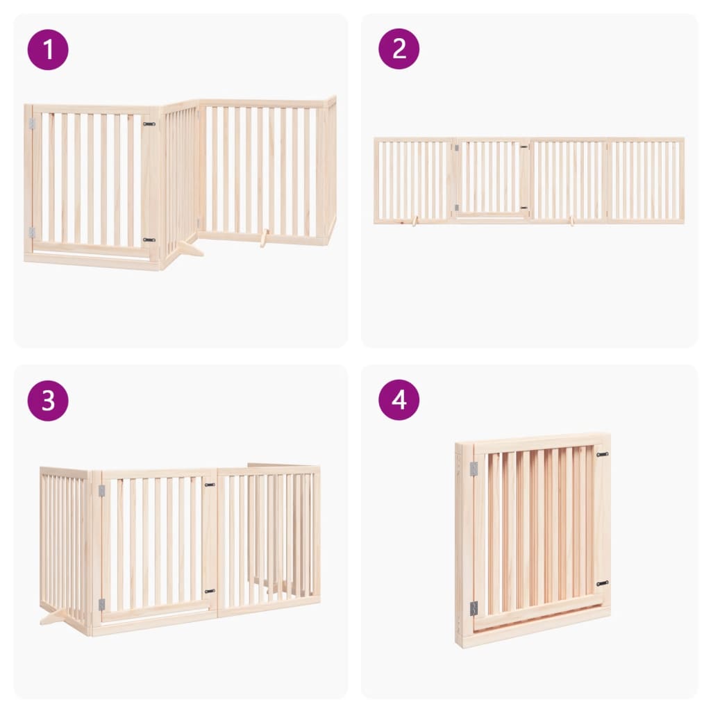 Hundgrind med dörr vikbar 4 paneler 320 cm poppel