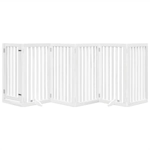 Hundgrind med dörr vikbar 6 paneler vit 300 cm poppel