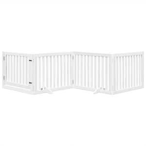 Hundgrind med dörr vikbar 4 paneler vit 320 cm poppel