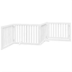 Hundgrind med dörr vikbar 4 paneler vit 320 cm poppel