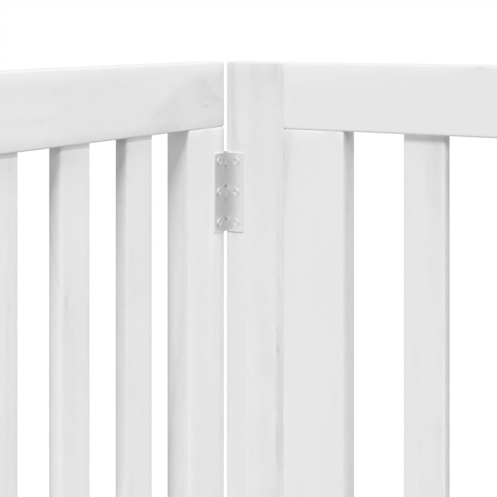 Hundgrind med dörr vikbar 4 paneler vit 320 cm poppel