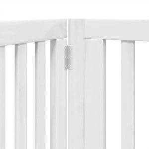 Hundgrind med dörr vikbar 4 paneler vit 320 cm poppel