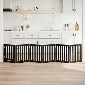 Hundgrind med dörr vikbar 6 paneler svart 300 cm poppel